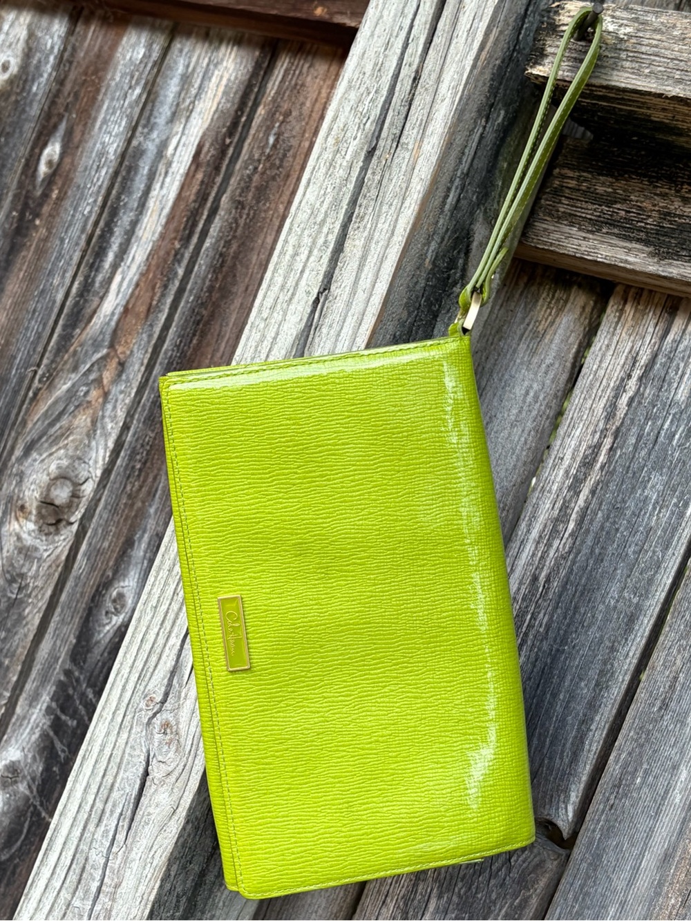 Cole Haan Lime Green Patent Leather Wristlet Clutch